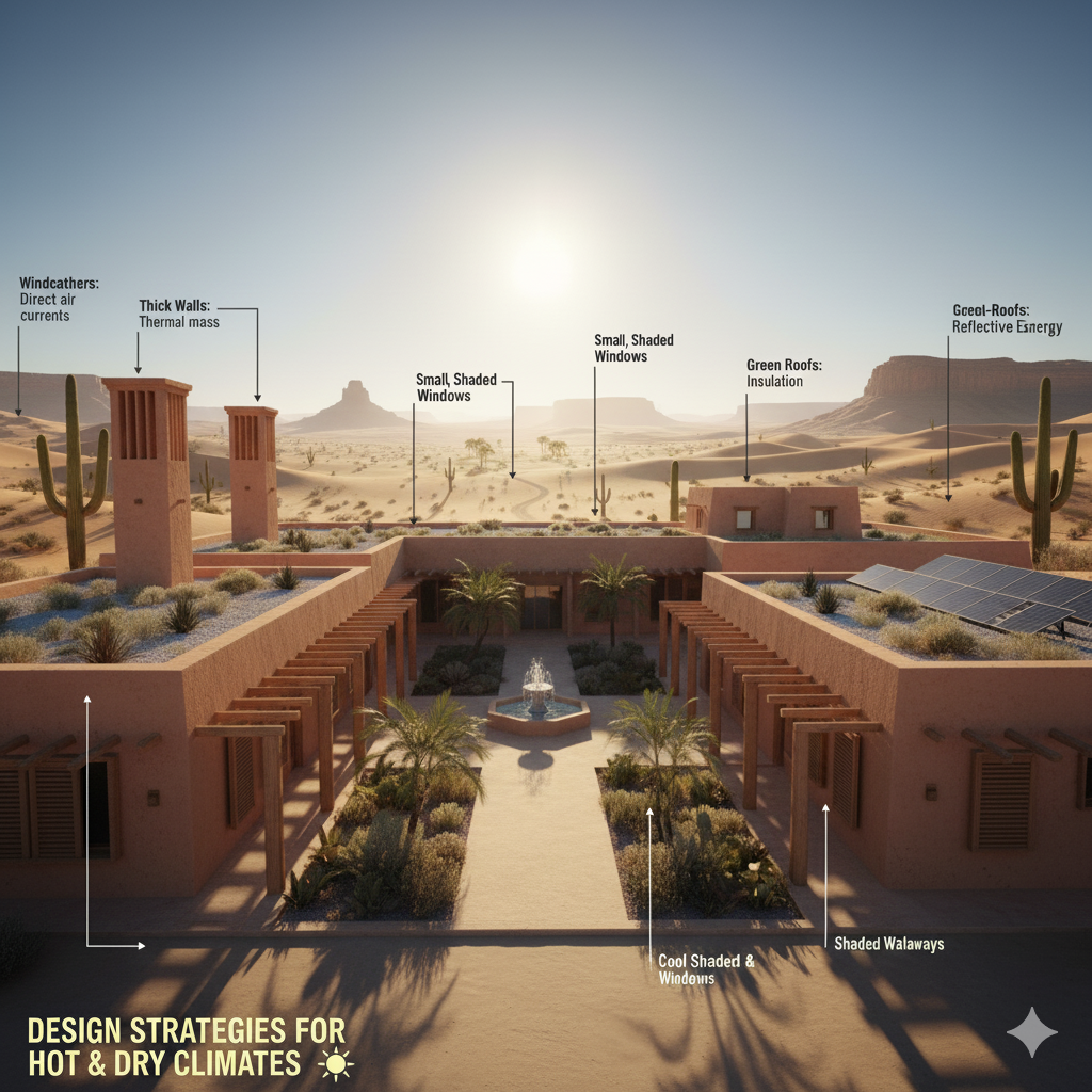 Design Strategies for Hot and Dry climate